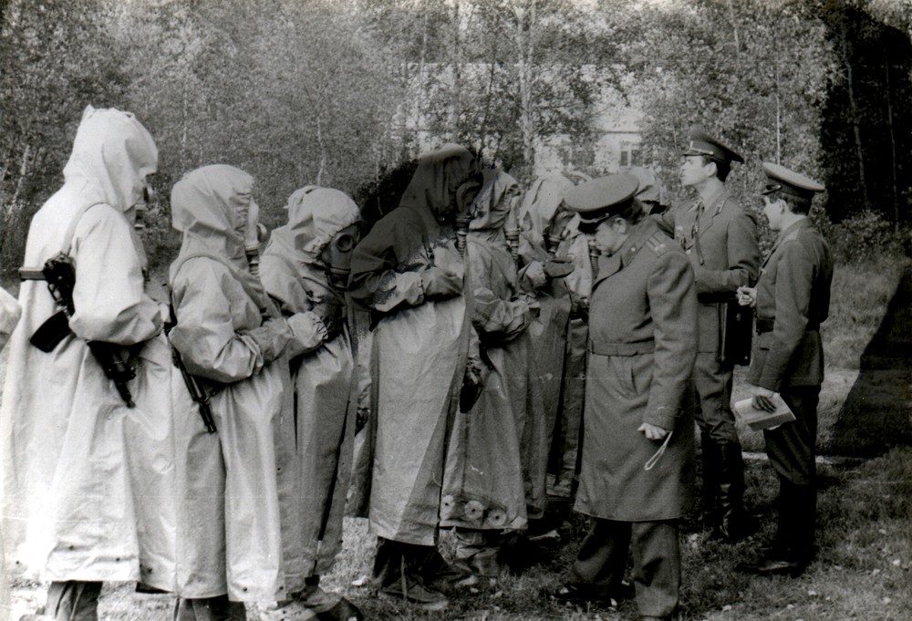 Máj 1986 - Príprava príslušníkov spojovacieho práporu vnútorných vojsk Ministerstva vnútra ZSSR (URSR a MRSR) na vyslanie do čornobyľskej zóny.