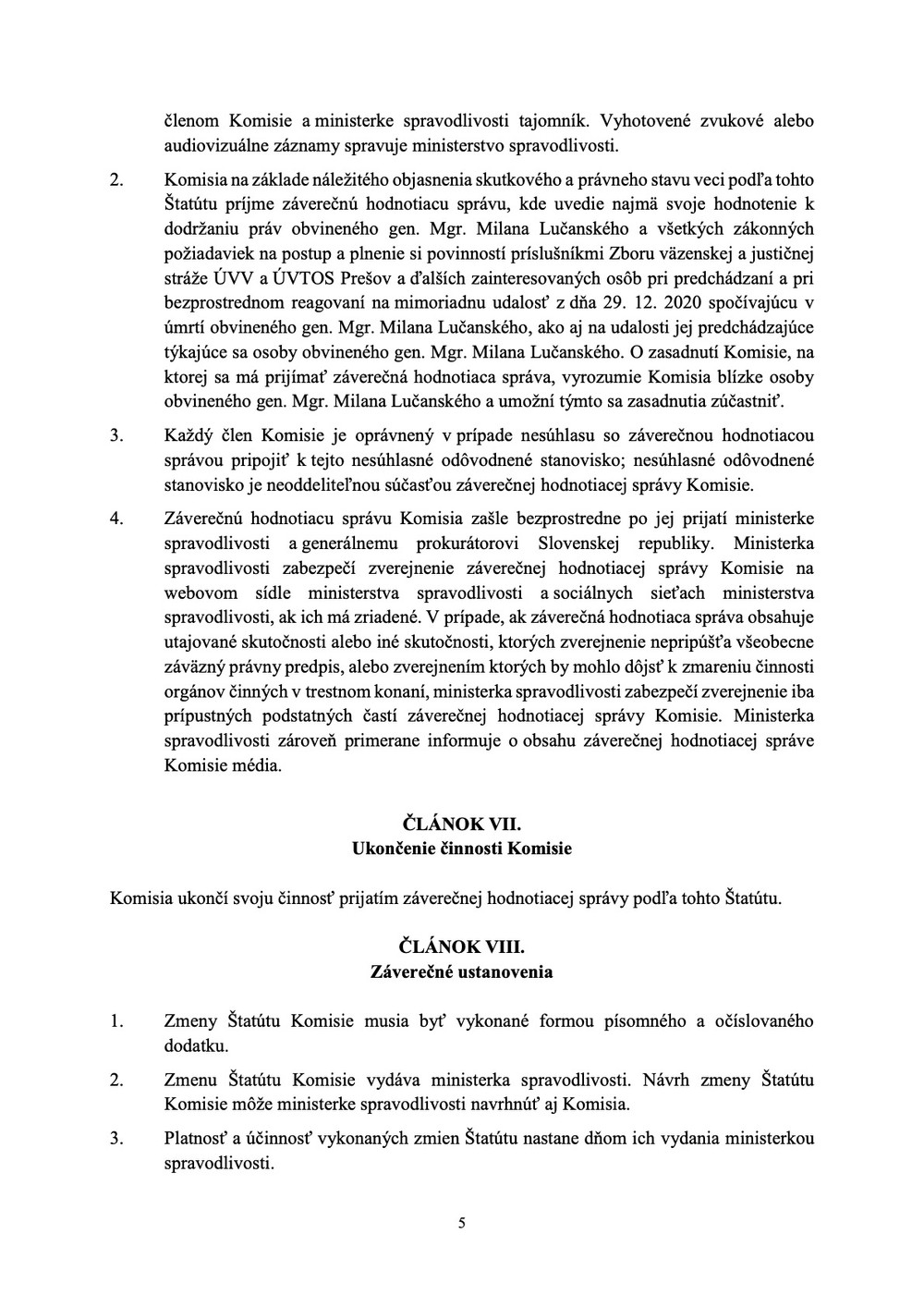 Štatút komisie 5