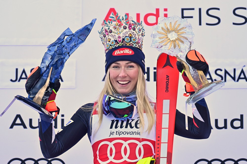  Radosť Mikaely Shiffrinovej po víťazstve v Jasnej
