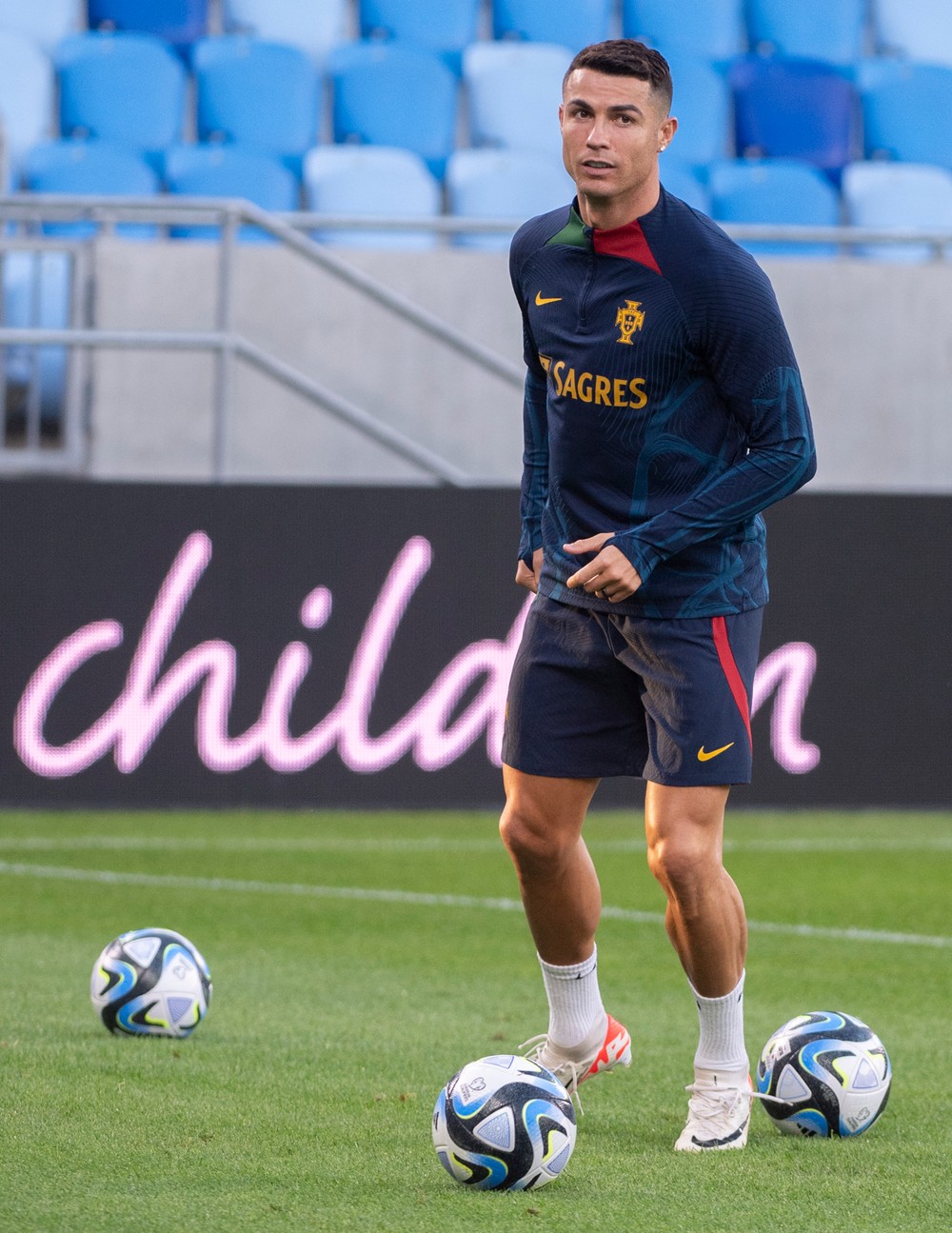 Cristiano Ronaldo počas tréningu Portugalska pred piatkovým zápasom kvalifikácie ME 2024 Slovensko - Portugalsko.