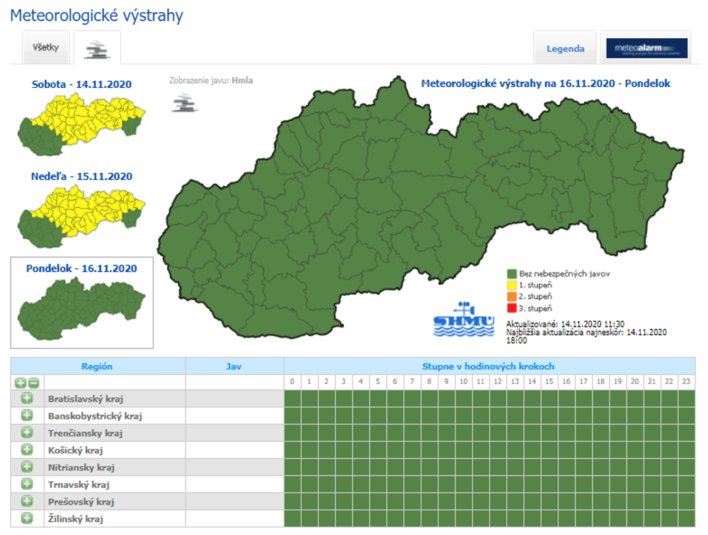 Vo viacerých okresoch Slovenska platí výstraha pred hmlou