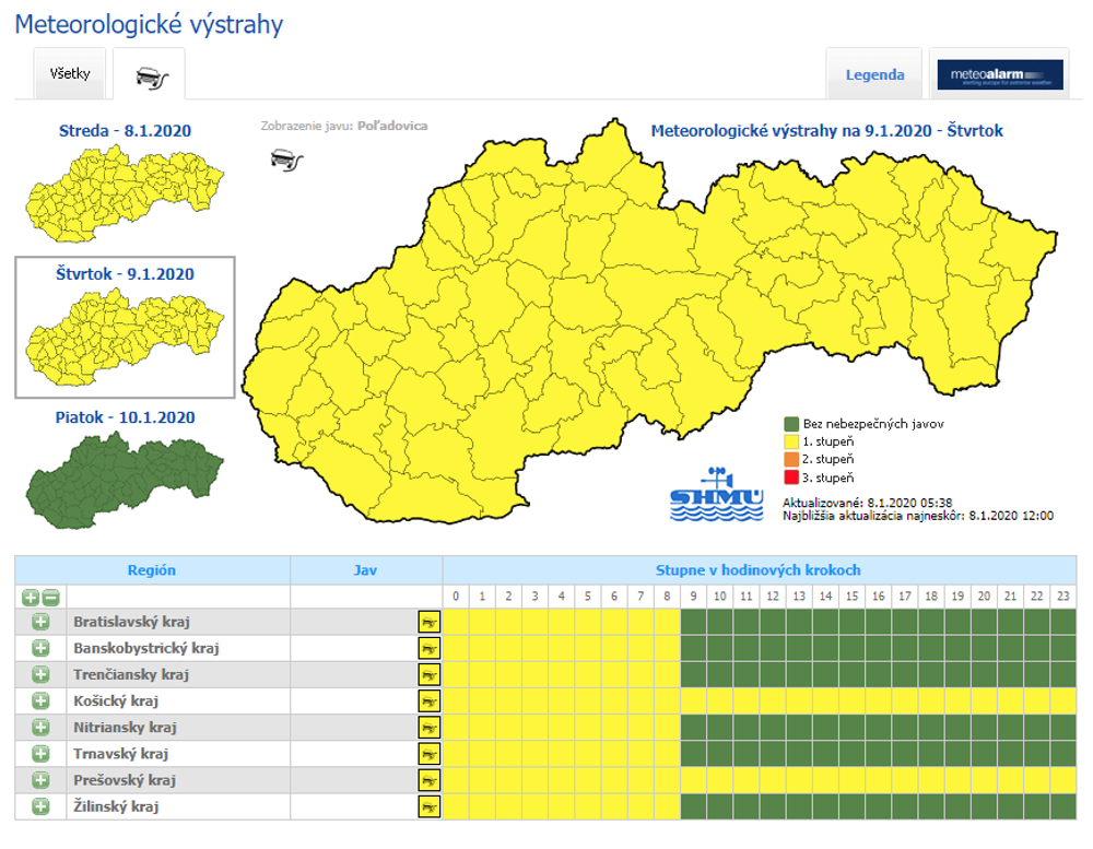 Poľadovica štvrtok