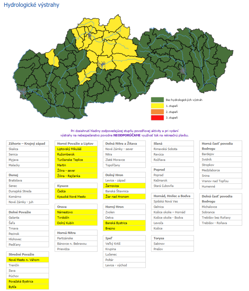 Výstrahy pre povodeň