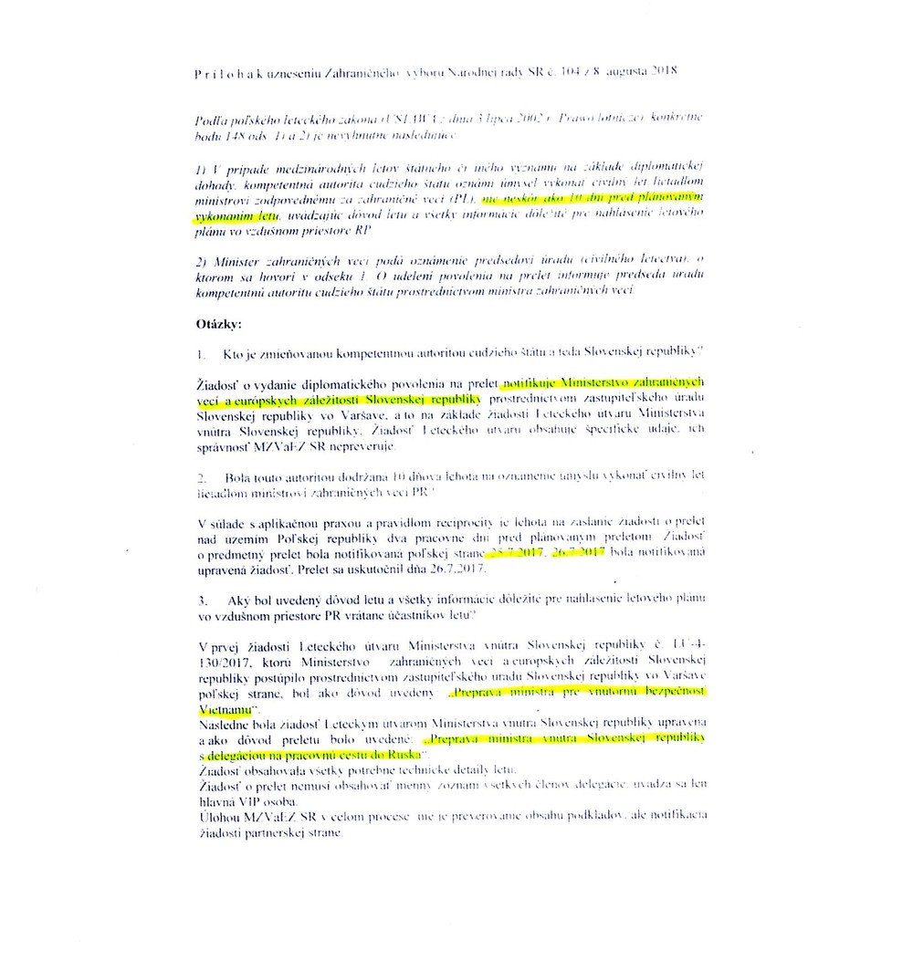 Stanovisko ministerstva zahraničia ku kauze Únosu vietnamského občana a otázkam Zahraničného výboru Národnej rady Slovenskej republiky