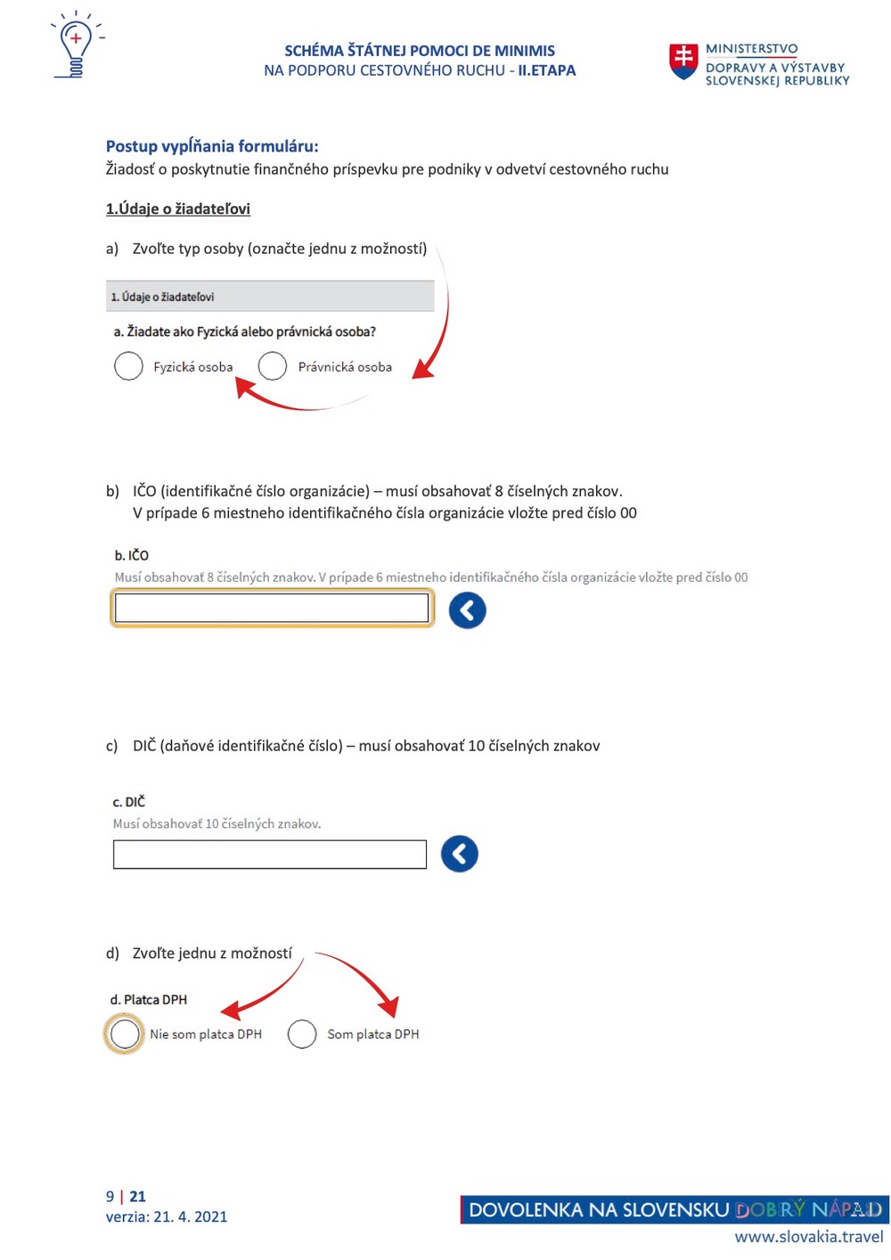 Schéma štátnem pomoci DE MINIMIS