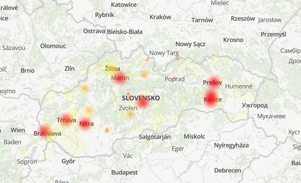 slovensko fb vypadok mapa