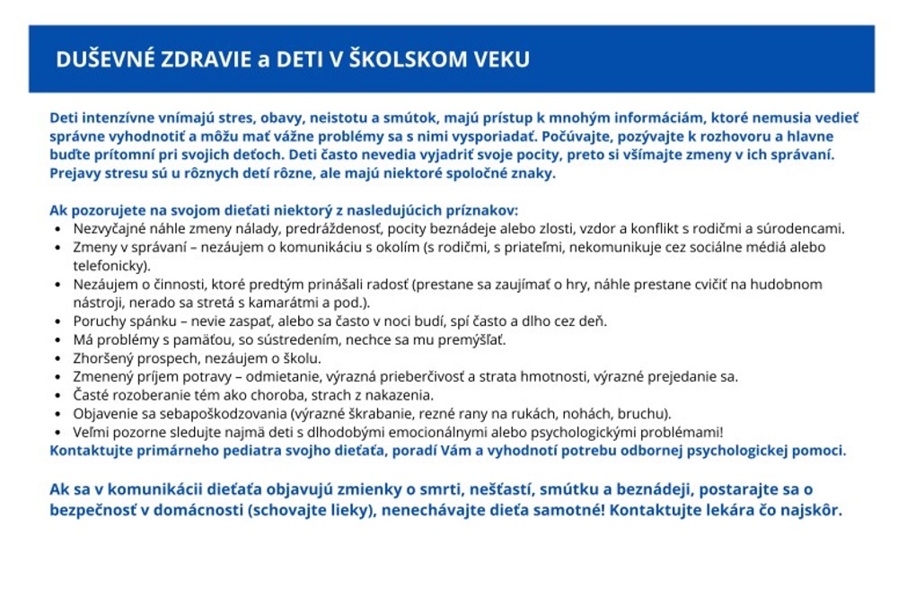 Duševné zdravie u detí v školskom veku