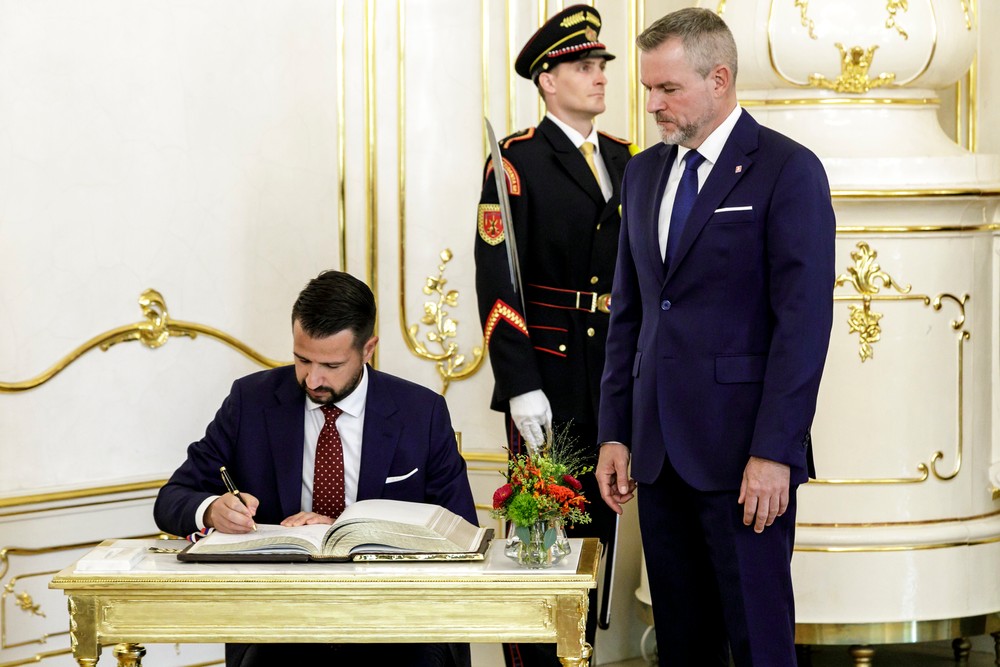 Prezident SR Peter Pellegrini prijal v Prezidentskom paláci v Bratislave prezidenta Čiernej Hory Jakova Milatovića.