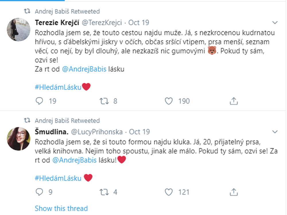 Babišov účet na sociálnej sieti zaplavili zoznamovacie inzeráty 