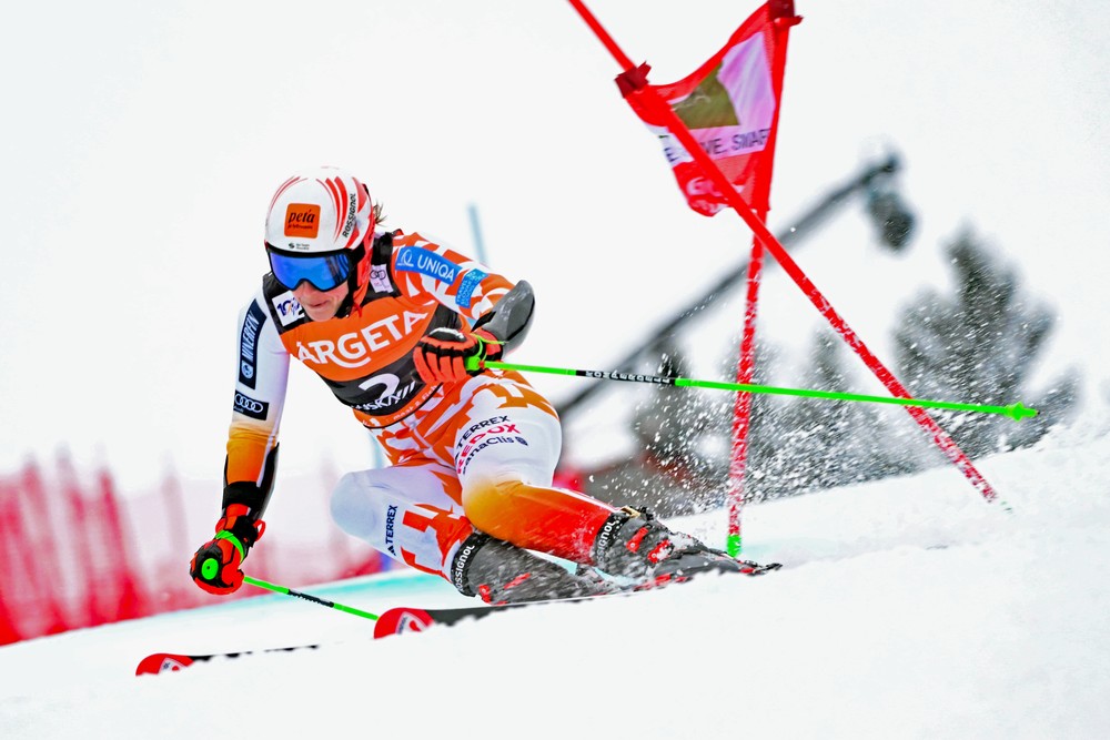 Petra Vlhová v 1. kole slalomu v Kranjskej Gore.