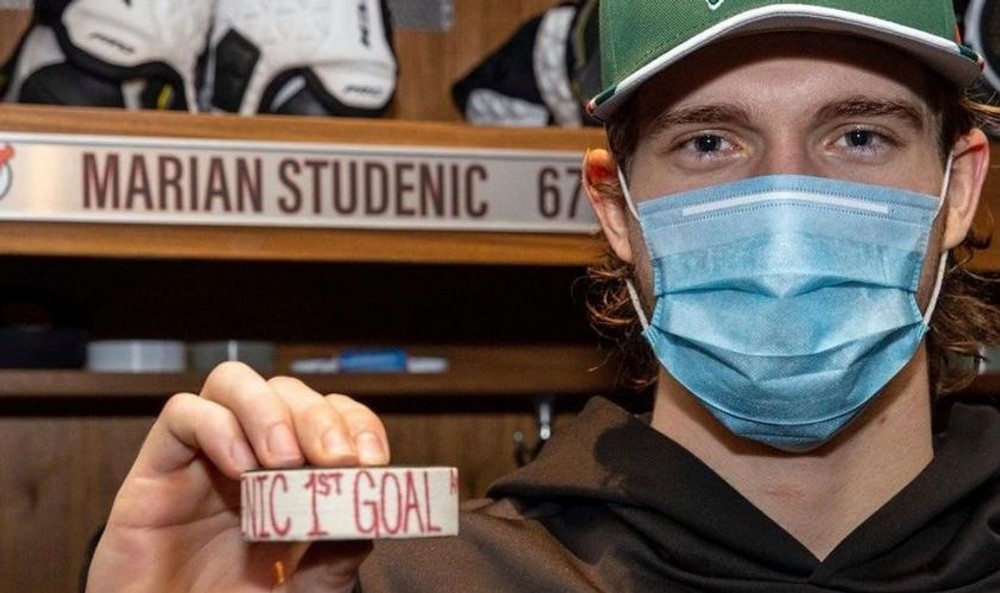 Studenič s pukom svojho prvého gólu v NHL