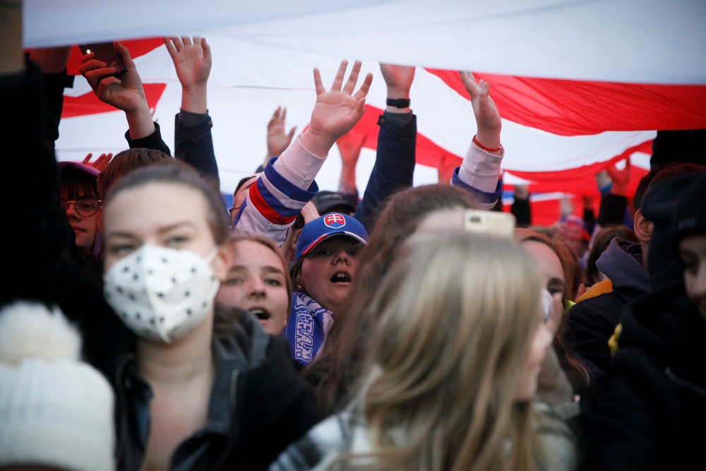 Oslavy hokejistov na Námestí SNP