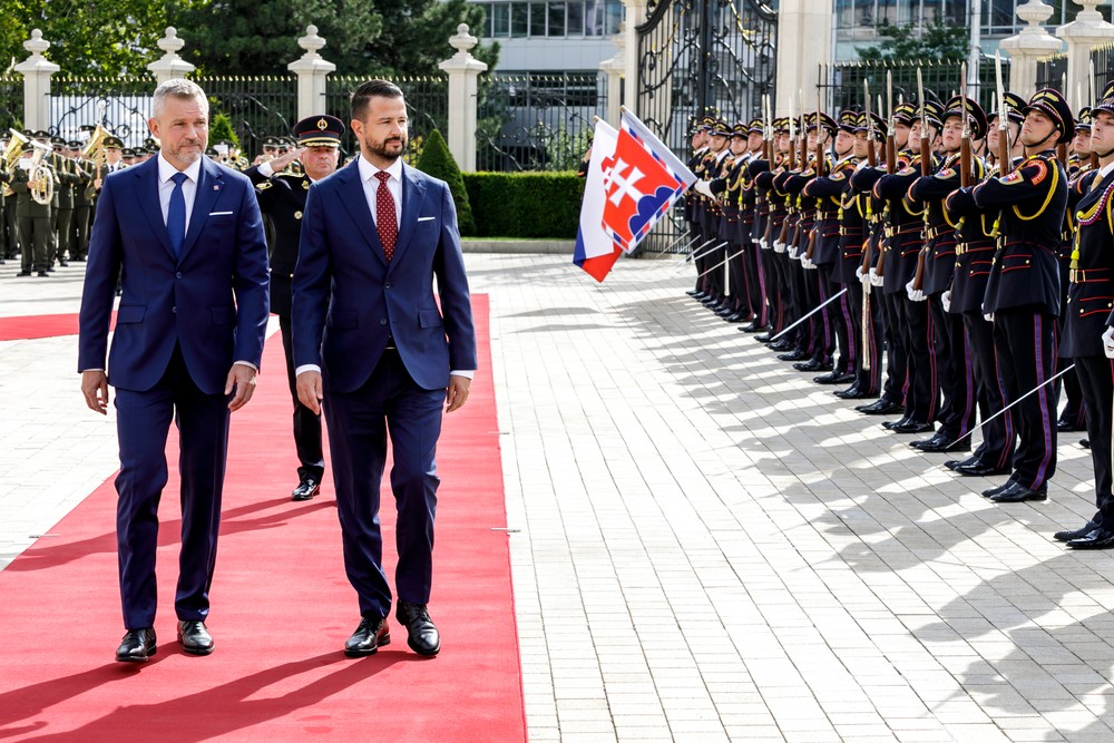 Prezident SR Peter Pellegrini prijal v Prezidentskom paláci v Bratislave prezidenta Čiernej Hory Jakova Milatovića.