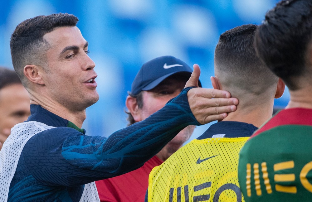 Cristiano Ronaldo počas tréningu Portugalska pred piatkovým zápasom kvalifikácie ME 2024 Slovensko - Portugalsko.