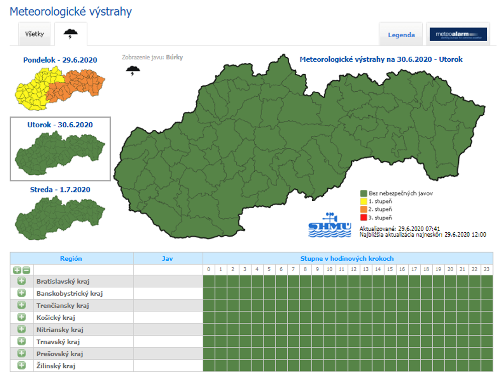 Meteorológovia vydali výstrahy pred intenzívnymi búrkami