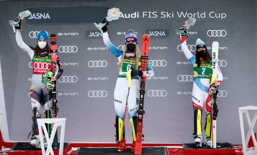 Jasna slalom podium_Vlhova_Shiffrinova_Holdenerová 