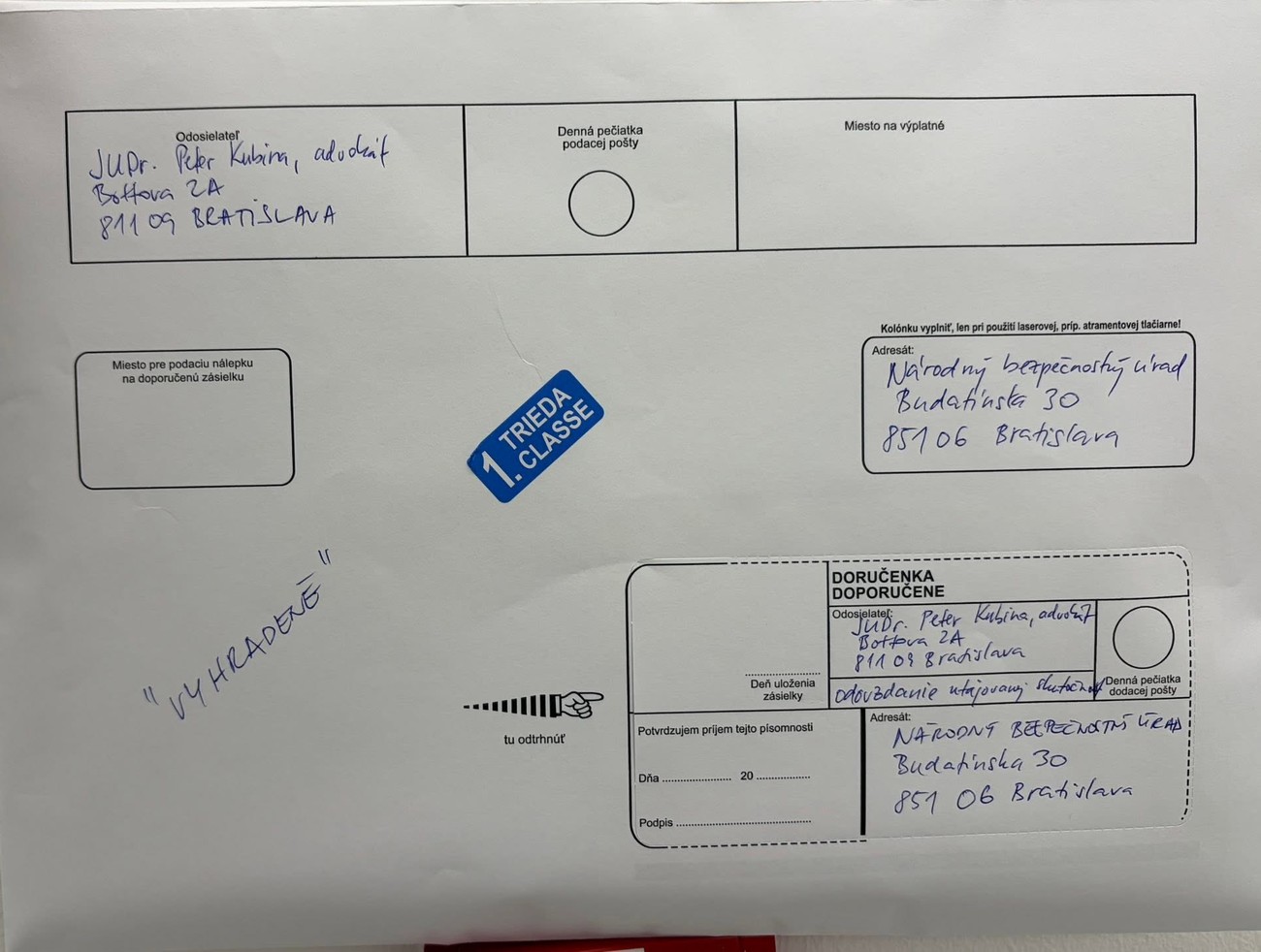 Polícia odmieta pochybenie. Tvrdí, že Kubinovi poslala dokument bez utajovaných skutočností