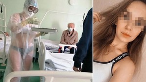 Zdravotná sestra sa stará o nakazených koronavírusom v priehľadnom ochrannom odeve