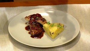 Teľací chrbát so šampiňónmi a kuskusom