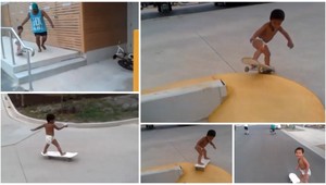 VIDEO. Dvojročný chlapec jazdí na skateboarde, v plienkach!