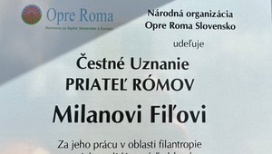Ocenenie za priateľstvo pre Milana Fiľa