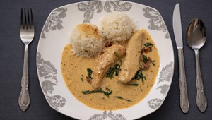 Kuracie prsia s omáčkou so špenátom a sušenými paradajkami