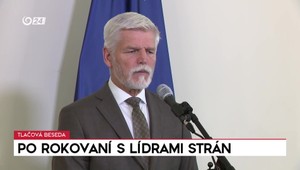 Tlačová beseda českého prezidenta Pavla po rokovaní s lídrami strán