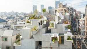 Betónový dom prerastený zeleňou v Tokiu