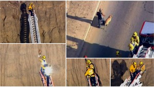 Dramatická záchrana psíka. Smoky uviazol v skale