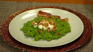 Špenátové halušky s bryndzou a slaninkou