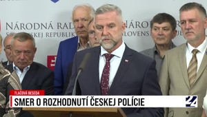 Tlačová beseda strany Smer-SD v reakcii na rozhodnutia českej polície