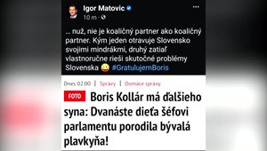 Na uvoľnenie v politike stačilo málo. Konkrétne ďalšie dieťa Borisa Kollára a status ministra Matoviča