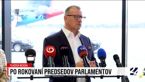 Tlačová beseda z letiska Poprad po rokovaní predsedov parlamentov Slavkovského formátu