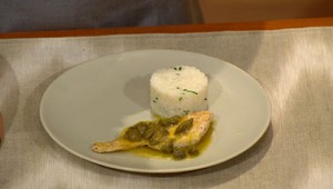 Kura na citrónovej omáčke a varená zemiakovo-zeleninová kaša