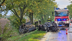 Mladý vodič narazil do stromu. Auto sa roztrhlo na dve časti