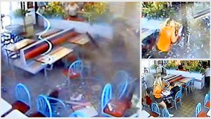 AUTENTICKÉ ZÁBERY. Autom vpálil do reštaurácie...