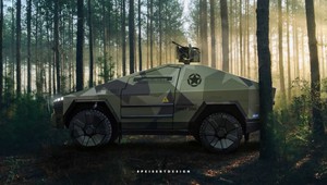 Zbraň na streche a drón v batožinovom priestore: Takto by mohol vyzerať armádny Cybertruck