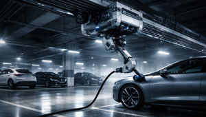 V Číne lezú roboty po strope a nabíjajú autá: Takto to funguje