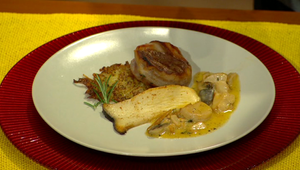 Jelenie steaky s grilovanou hlivou a hubovo-vínovým ragú so zemiakovými rösti