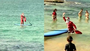 VIDEO. Vianoce v Austrálii. Santa na surfe