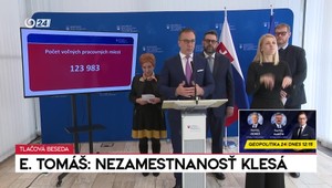 Tlačová beseda ministra práce Tomáša o nezamestnanosti na Slovensku
