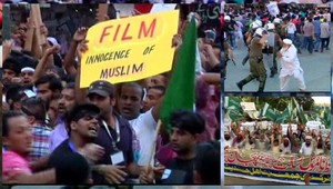 Obušky a slzný plyn. Na hlavu tvorcu filmu vypísali odmenu