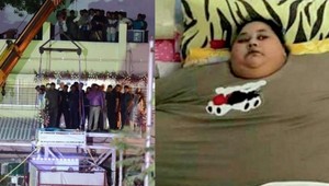 Vážne chorá žena váži pol tony, do nemocnice ju vyniesol žeriav