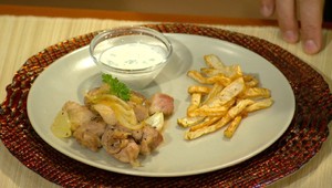 Zelerové hranolky a dusené kuracie stehná