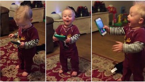 Chlapček prvýkrát drží v ruke mobil: Jeho reakcia je neuveriteľne rozkošná!