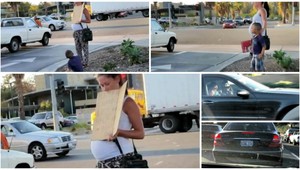 Tehotná žena najskôr žobrala, potom nastúpila do mercedesu