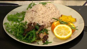 Hovädzia  sviečkovica s rukolou a citrónovou ryžou