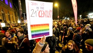 Demonštrácia vo Viedni, protest proti vyhodeniu lesieb z kaviarne