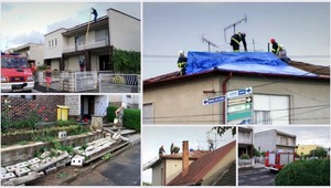 Silný vietor v Dudinciach strhával strechy, padali aj tehly z komínov