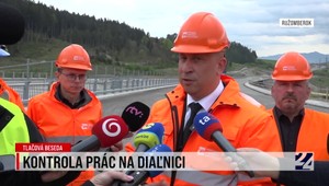 Tlačová beseda ministra dopravy o kontrole prác na stavbe diaľnice